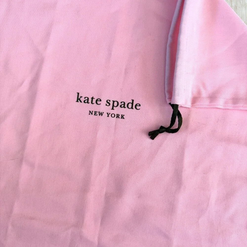 Kate Spade Pink Dust Bag Large Travel Storage Drawstring Preppy Green Logo